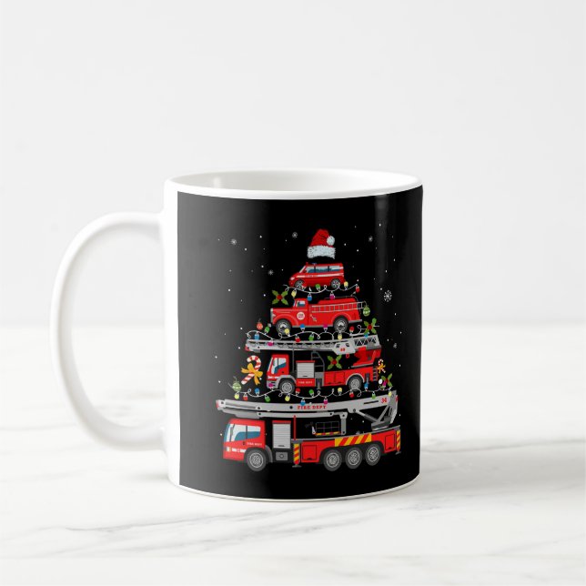 Feuerwehrfeuer Truck Weihnachtsbaum Lichter Santa Kaffeetasse (Links)