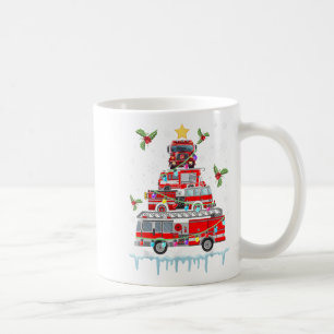 Feuerwehrfeuer Truck Weihnachtsbaum Lichter Santa Kaffeetasse
