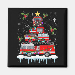 Feuerwehrfeuer Truck Weihnachtsbaum Lichter Santa Magnet