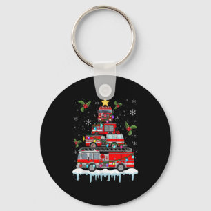 Feuerwehrfeuer Truck Weihnachtsbaum Lichter Santa Schlüsselanhänger