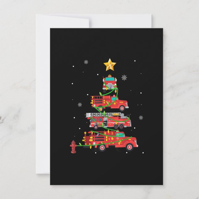 Feuerwehrfeuertrad Weihnachtsbaum Xmas Hemd Einladung (Vorderseite)