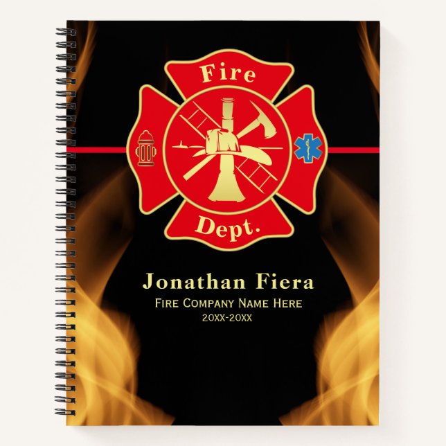 Feuerwehrfeuerwehr Feuer Flammen Notizbuch (Vorderseite)