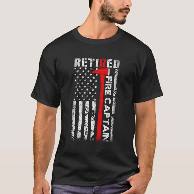 Feuerwehrfeuerwehrkapitän Retiret Uas Flag T-Shirt (Vorderseite)