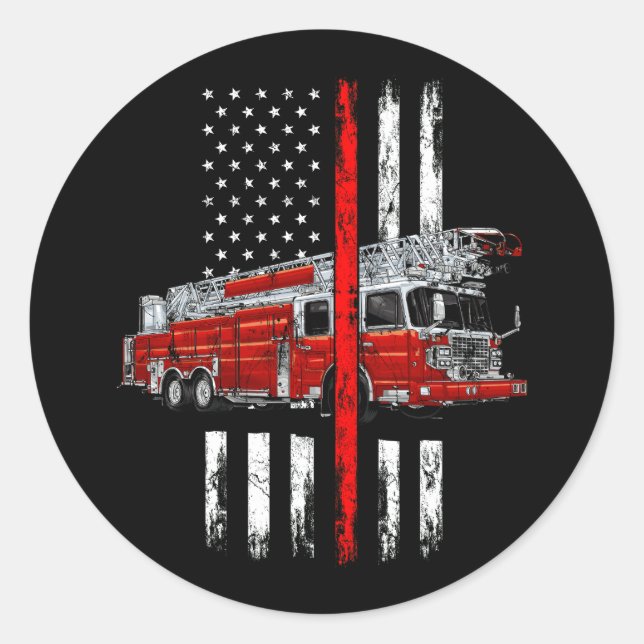 Feuerwehrfeuerwehrmann Amerikanische Flagge dünne  Runder Aufkleber (Vorderseite)