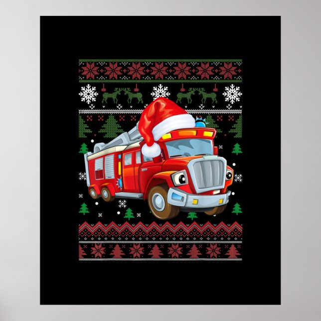 Feuerwehrfeuerwehrmann Weihnachten Niedliche Junge Poster (Vorne)
