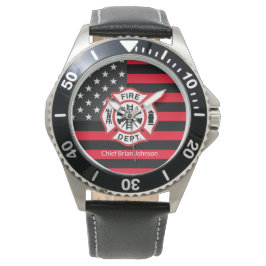 Feuerwehrflagge der dünnen roten Linie Armbanduhr