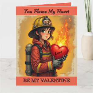 Feuerwehrfrau, die du in meinem Herzen als Valenti Karte