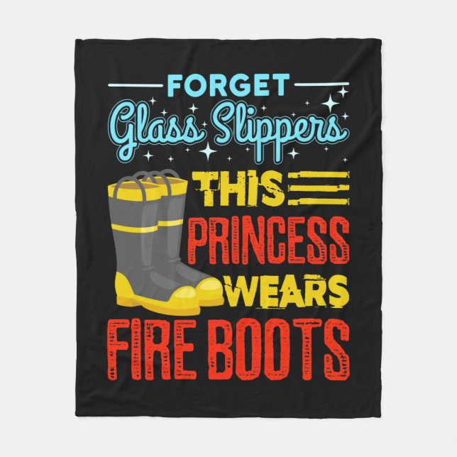 Feuerwehrfrau Diese Prinzessin trägt Feuerstiefel Fleecedecke (Vorderseite)