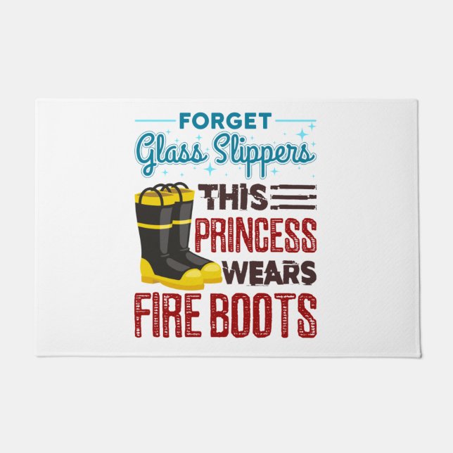 Feuerwehrfrau Diese Prinzessin trägt Feuerstiefel Fußmatte (Vorderseite)