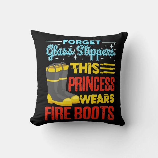 Feuerwehrfrau Diese Prinzessin trägt Feuerstiefel Kissen (Vorderseite)