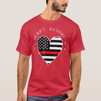 Feuerwehrfrau Ehefrau Thin Red Line Herz T-Shirt
