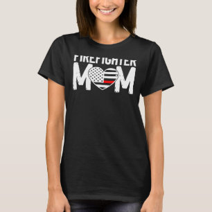 Feuerwehrfrau Mama dünne rote Linie Flaggenfeuer T-Shirt