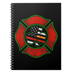 Feuerwehrfrau St Patricks Day Irish American Flag Notizblock