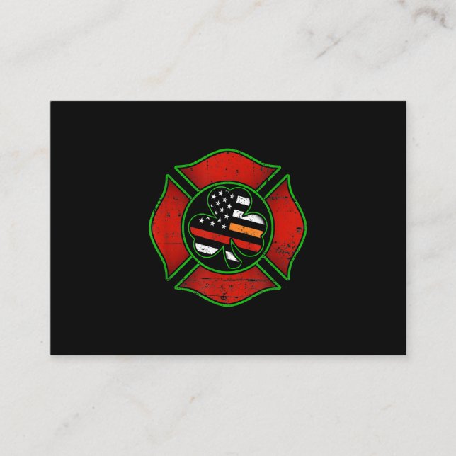Feuerwehrfrau St Patricks Day Irish American Flag Visitenkarte (Vorderseite)