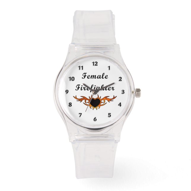 Feuerwehrfrau Tattoo Armbanduhr (Vorderseite)