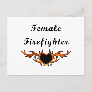 Feuerwehrfrau Tattoo Postkarte
