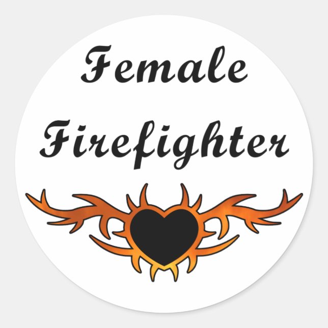 Feuerwehrfrau Tattoo Runder Aufkleber (Vorderseite)