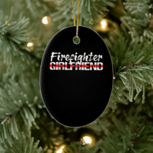 Feuerwehrfrau Thin Red Line Feuerwehrfrau Keramik Ornament
