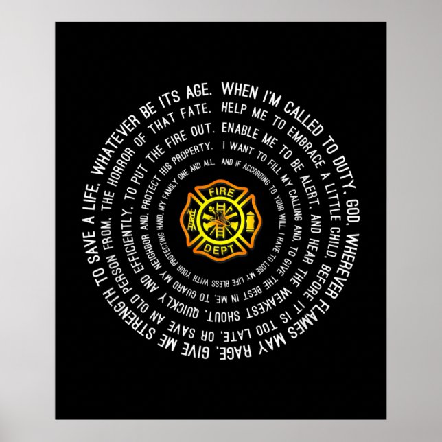 Feuerwehrgebet, Feuerwehrmann Motivierend Poster (Vorne)
