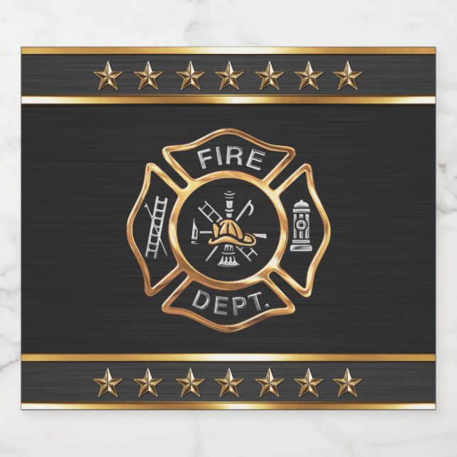 Feuerwehrgoldene Emblem Bierflaschenetikett (Einzelnes Label)
