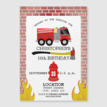 Feuerwehrhacker Flammen Ax Hydrant Geburtstag