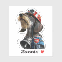 Feuerwehrhahn Dackel Hund Aufkleber