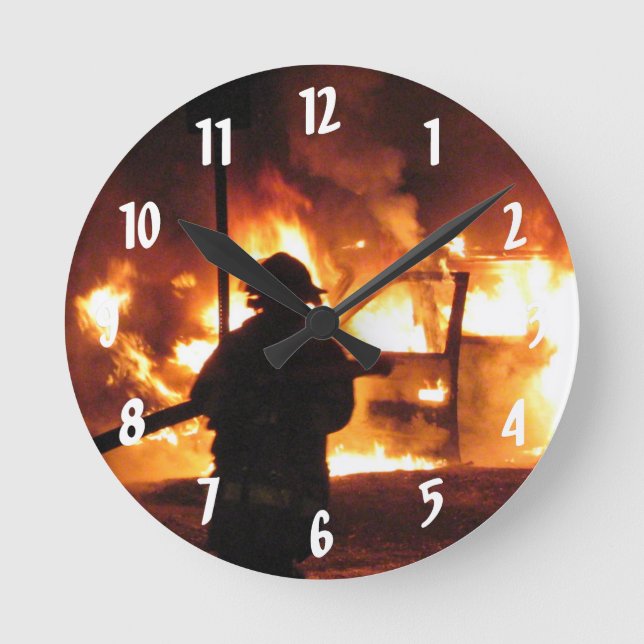 Feuerwehrhandline Runde Wanduhr (Vorderseite)