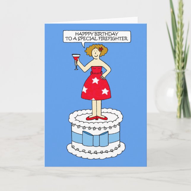Feuerwehrhappy Geburtstag, Spaß Karte (Vorderseite)
