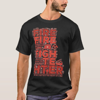 Feuerwehrheld Wortkunst Typografisches Design T-Shirt