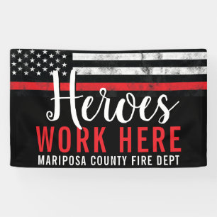 Feuerwehrhelden arbeiten hier Red Line America Fla Banner