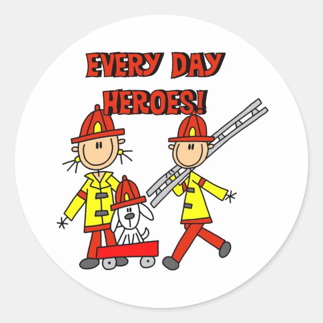 Feuerwehrhelden Runder Aufkleber (Vorderseite)