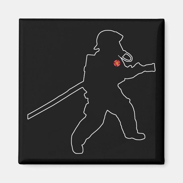 Feuerwehrhelden Silhouette zur Rettung des Feuers Magnet (Vorne)