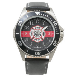 Feuerwehrhelfer mit dünner roter Linie, Feuerwehrb Armbanduhr
