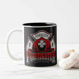 Feuerwehrhelm ADD NAME Feuerwehr Rettung Zweifarbige Tasse