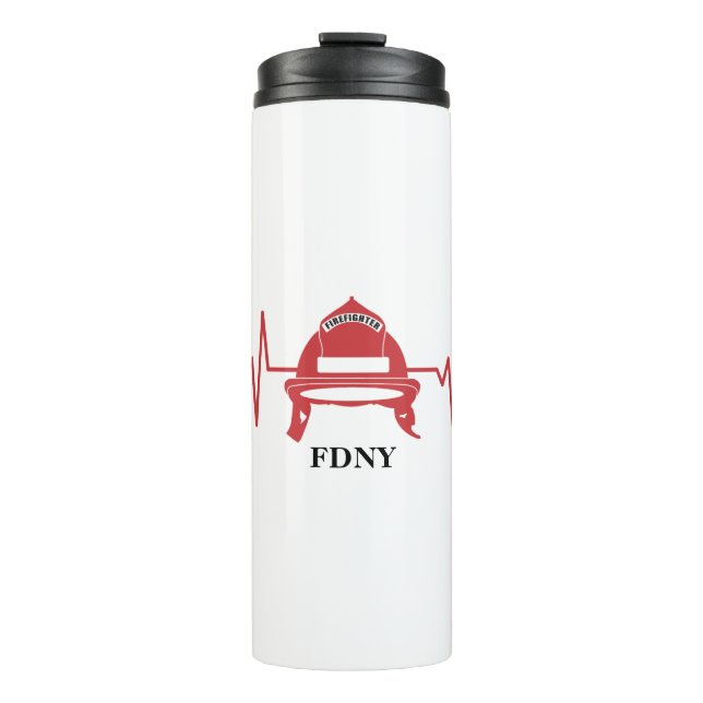 Feuerwehrhelm Heartbeat Personalisiert Thermosbecher (Vorderseite)