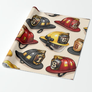 Feuerwehrhelm Muster Feuerwehrstation Wrap Geschenkpapier