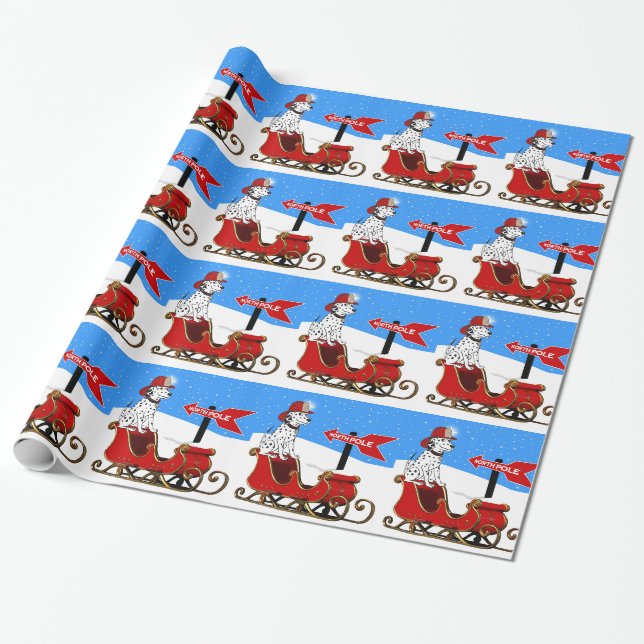Feuerwehrhund am Nordpol des Santa Sled Geschenkpapier (Ungerollt)