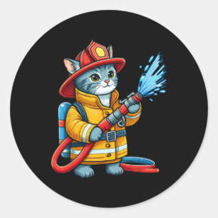 Feuerwehrkatze Feuerwehrkatze Tierkatze Runder Aufkleber