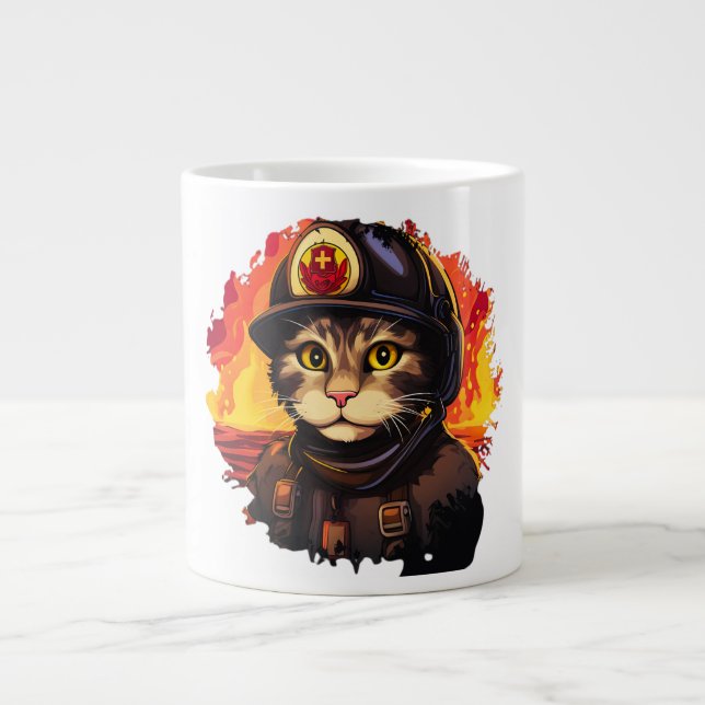 Feuerwehrkatze Jumbo-Tasse (Vorderseite)