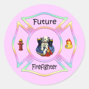 Feuerwehrkinder Runder Aufkleber