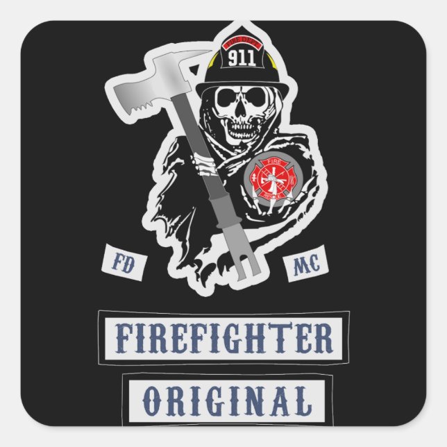 Feuerwehrklammer! Quadratischer Aufkleber (Vorderseite)