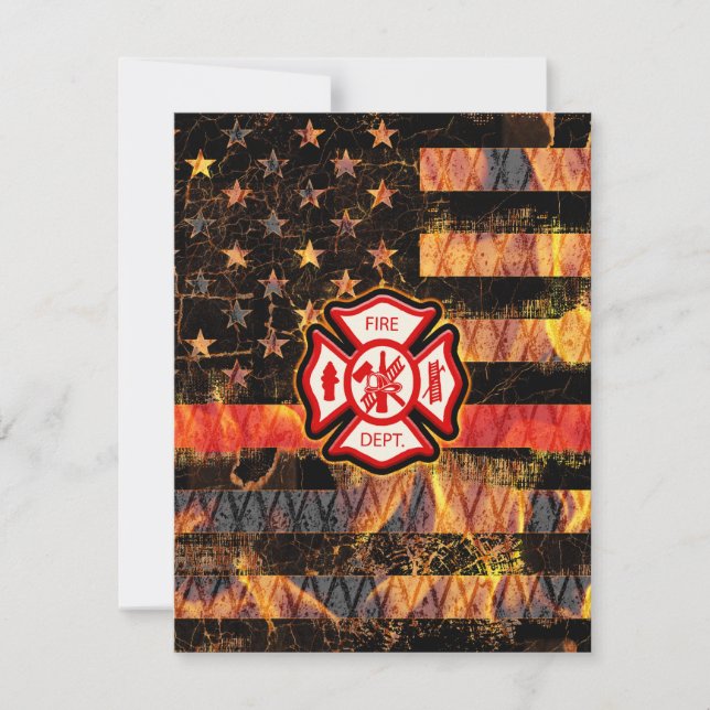Feuerwehrkreuz und Flammen Dankeskarte (Vorderseite)