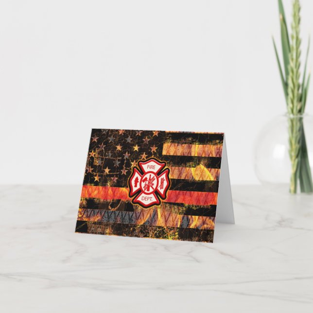 Feuerwehrkreuz und Flammen Dankeskarte (Vorderseite)