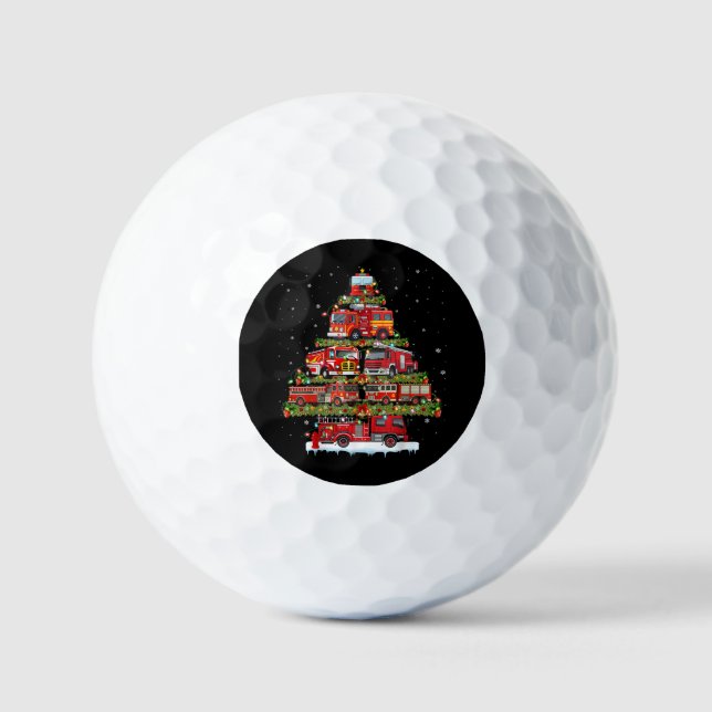 Feuerwehrleuchten Feuerwehrauto Weihnachten Golfball (Vorderseite)