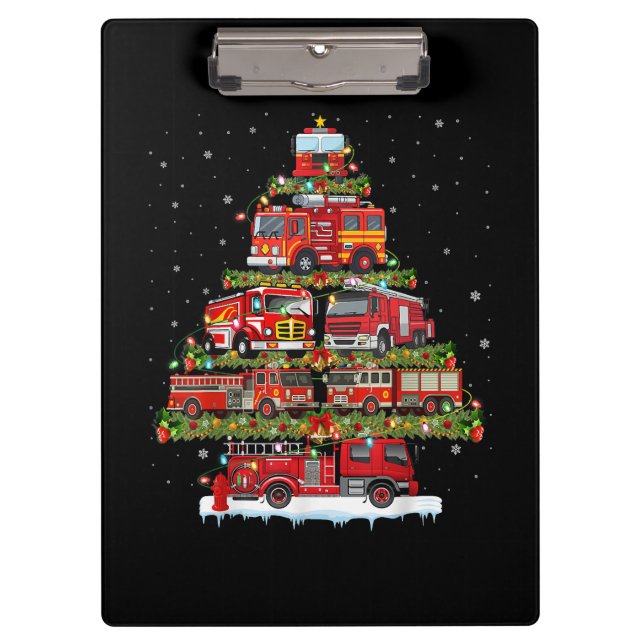 Feuerwehrleuchten Feuerwehrauto Weihnachten Klemmbrett (Vorderseite)