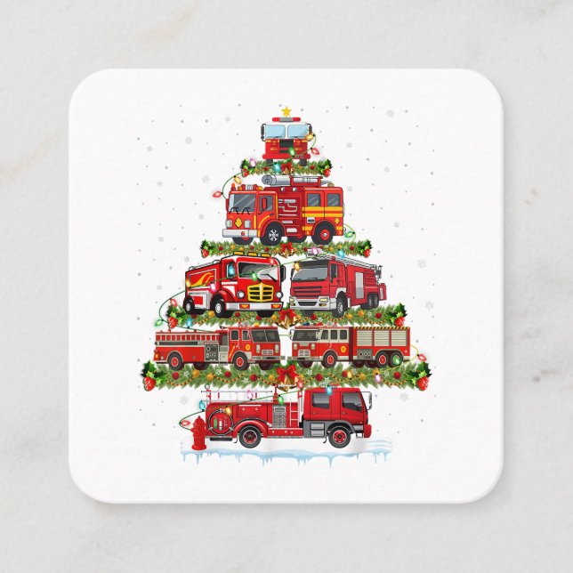 Feuerwehrleuchten Feuerwehrauto Weihnachten Quadratische Visitenkarte (Vorderseite)