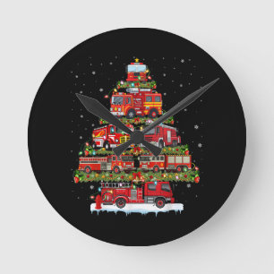 Feuerwehrleuchten Feuerwehrauto Weihnachten Runde Wanduhr