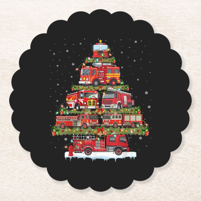 Feuerwehrleuchten Feuerwehrauto Weihnachten Untersetzer (Vorderseite)