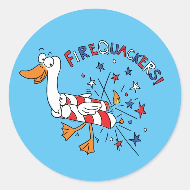 Feuerwehrleute 4. Juli Entenkleber Runder Aufkleber (Vorderseite)
