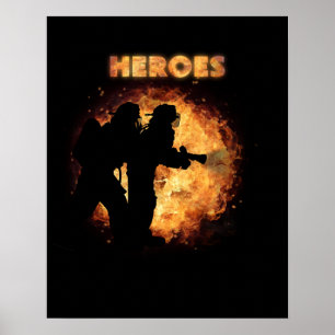 Feuerwehrleute - echte Helden Poster